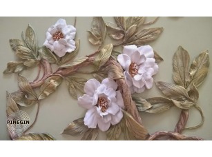 Фреска «3Д белые цветы »