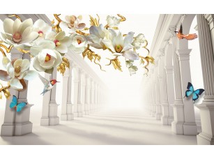 Фреска «Ветка орхидей над коллонадой 3D»
