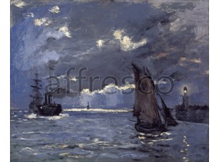 Картина: Клод Моне, Морской пейзаж в лунном свете - фото (1)