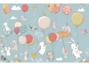 Фотообои Pinegin «Кролики висят на шарах» - фото (1)