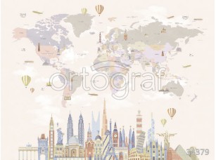 Фотообои Ortograf 34379 Карта мира - Города - фото (1)