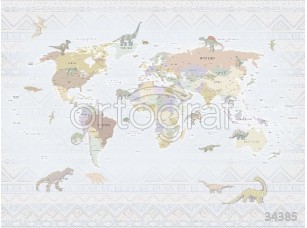 Фотообои Ortograf 34385 Карта мира - Динозавры - фото (1)
