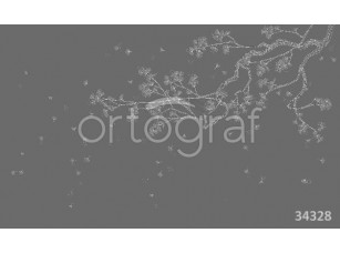 Фотообои Ortograf 34328 Sakura branch grey - фото (1)