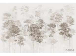 Фотообои Ortograf 34084 Trees in the fog sepia - фото (1)