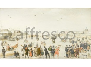 Обои и панно, Картина: Хендрик Аверкамп, Зимний пейзаж с конькобежцами - фото (1)