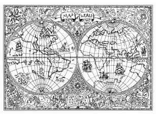 Фреска «Карта старинная c корабликами»