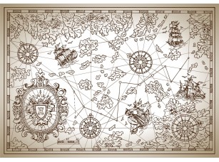 Фреска «Карта старинная корабли и компасы»