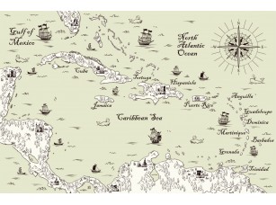 Фреска «Карта старинная с кораблями и замками» - фото (1)