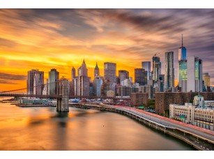 Фреска «Нью-Йорк и темно-оранжевый закат»