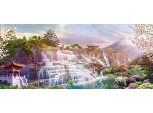 Фреска «Водопад и цветы сакуры»