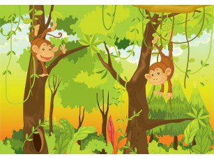 Фреска «Детские картинки Обезьянки в джунглях» - фото (1)