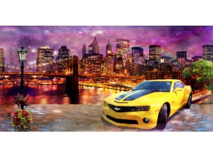 Фреска «Желтая машина на фоне яркого города» - фото (1)