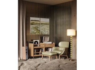 Комплект акуст.панелей, черный войлок, 3000х300х19мм, рейки ЭКОПОЛИМЕР, шампань/2шт. - фото (3)