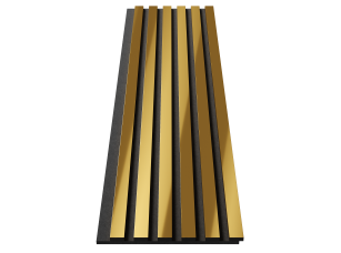Комплект акустических панелей, черный войлок, 1200х300х19мм, рейки ЭКОПОЛИМЕР, золото матовое/2шт. - фото (3)