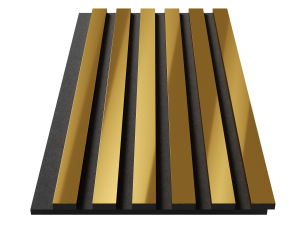 Комплект акуст.панелей, черный войлок, 600х300х19мм, рейки ЭКОПОЛИМЕР, желтое золото/2шт. - фото (3)
