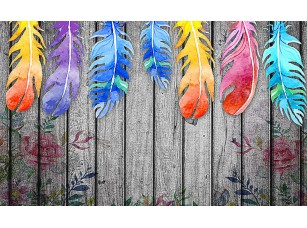 Фотообои «Яркие перья на заборе»