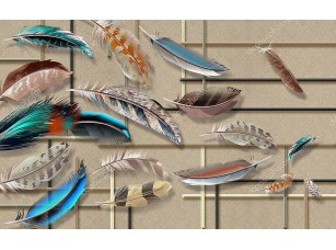 Фотообои «Яркие разноцветные перья разных размеров» - фото (1)