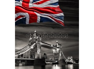 Фотообои «London Tower Bridge с флагом Англии» - фото (1)