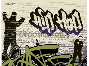 Фотообои «Graffiti wall and hip hop person» - фото (1)