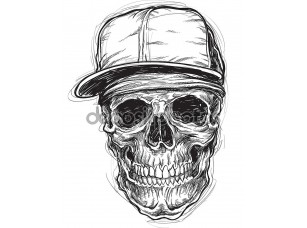 Фотообои «Sketchy Skull with Cap and Bandana» - фото (1)