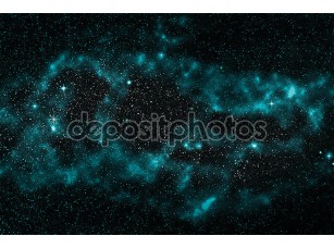 Фотообои «Галактика, бирюзовый звезды туманности, космический фон»