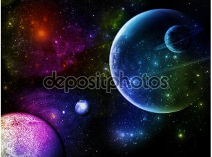Фотообои «Цветные планеты»