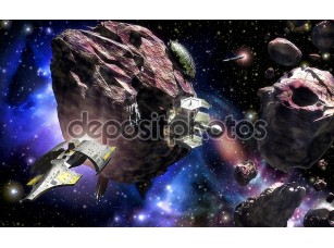 Фотообои «Космический корабль астероидного поля космической базы»
