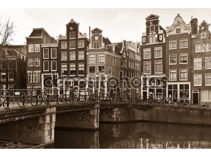 Фотообои «Amsterdam Canal Street view in Sepia» - фото (1)