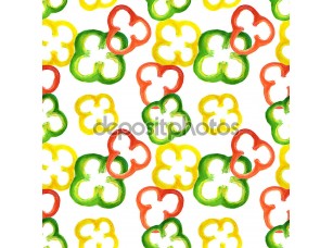 Фотообои «Seamless pattern with watercolor red, yellow and green pepper rings» - фото (1)