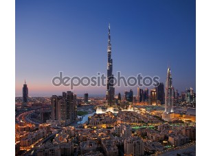 Фотообои «горизонты города Дубай Бурдж Халифа и Дубай фонтан»