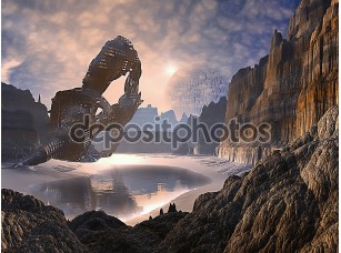 Фотообои «заброшенный космический корабль потерпел крушение на далекой мир» - фото (1)