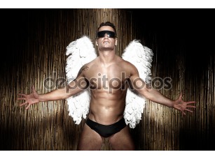 Фотообои «Концептуальное фото красивый, мускулистый мужчина Ангел.»