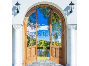 Фотообои «Arch door open pond» - фото (1)