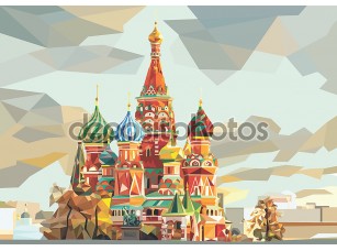 Фотообои «St. Basil's Cathedral  on the red square in Moscow Russia» - фото (1)