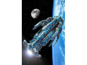 Фотообои «Космический корабль на фоне Земли» - фото (1)