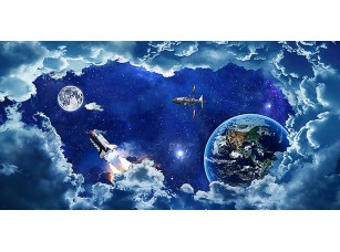 Фотообои «Космические корабли сквозь космические облака» - фото (1)