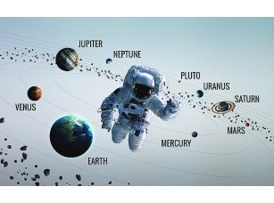 Фотообои «Космонавт и планеты»