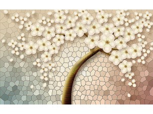 Фотообои «Абстрактная сакура на мозаике»