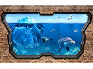 Фотообои «Айсберг и дельфины сквозь стекло» - фото (1)