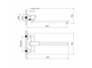Смеситель для ванны с длинным изливом, CLOSBL2i10WA - фото (2)