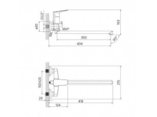 Смеситель для ванны с длинным изливом, VIBSBL2i10WA - фото (2)