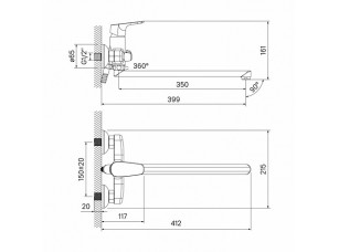 Смеситель для ванны с длинным изливом, ZODSBL2i10 - фото (2)