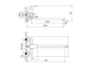 Смеситель для ванны с длинным изливом, ZODSBL2i10WA - фото (2)