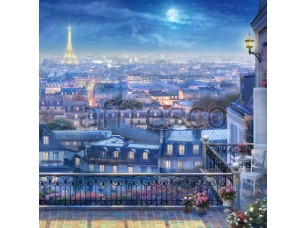 Фреска Ночной вид Парижа, арт. 6923 - фото (1)