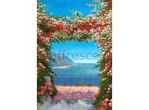 Фреска Цветущая арка с видом на море, арт. 4923 - фото (1)