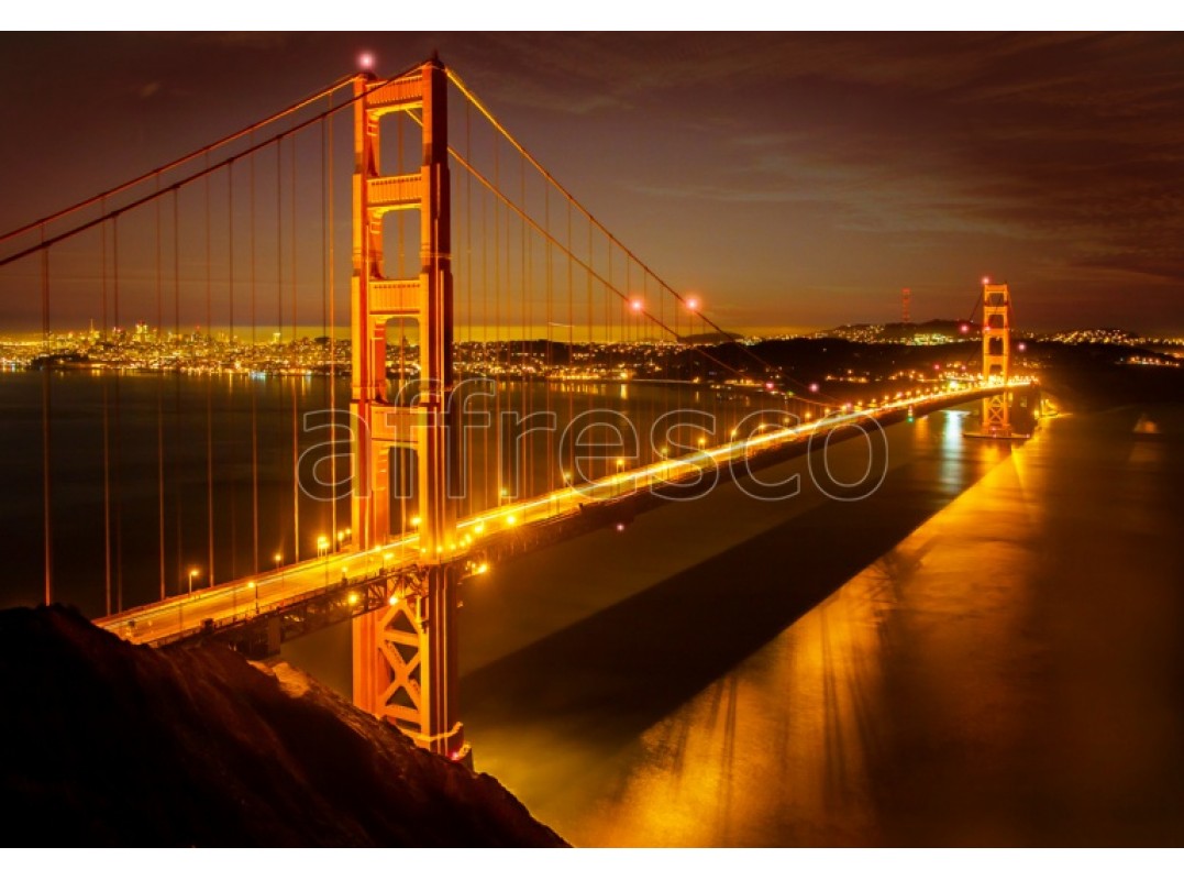 Фреска Ночь светящийся мост, арт. ID10346