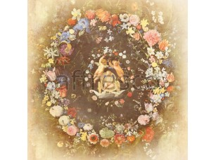 Фреска Орнаменты, ангелы в кругу цветов | арт. 5189 - фото (1)