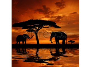 Фреска Животные, африканский закат | арт. ID10763 - фото (1)
