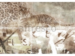 Фреска Животные, коллаж с тигром | арт. 7037 - фото (1)