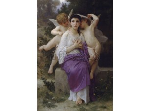 Фреска Классические сюжеты, сидящая женщина с ангелами | арт. 3183 - фото (1)